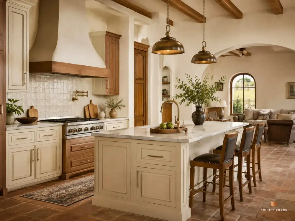 Spanish Colonial — Cream Two-Tone with Wood Accents