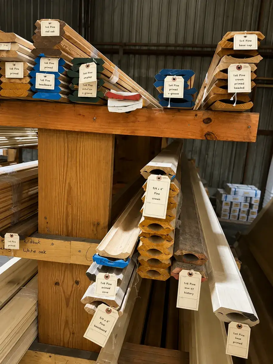 Moulding inventory organized by profile at Trinity Doors