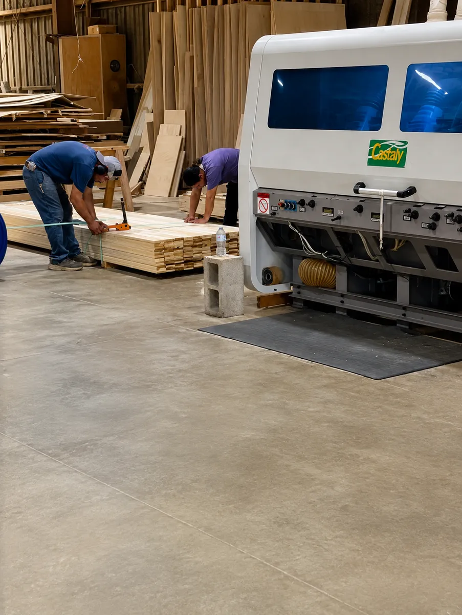 Milling operation on the production floor at the Trinity Doors manufacturing facility in Vidor, Texas